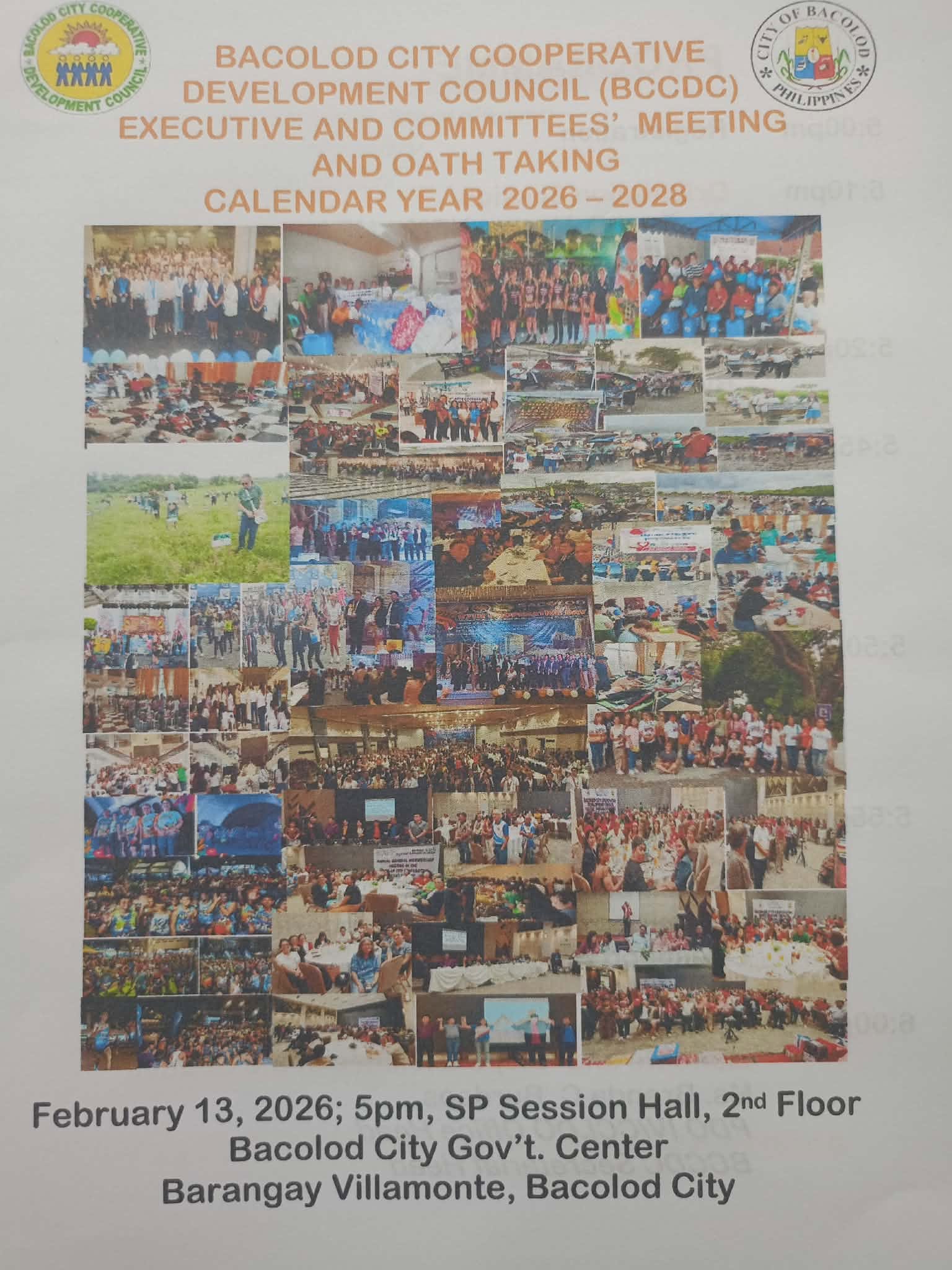 Official program for the BCCDC Executive and Committees meeting and oath taking for calendar years 2026 to 2028