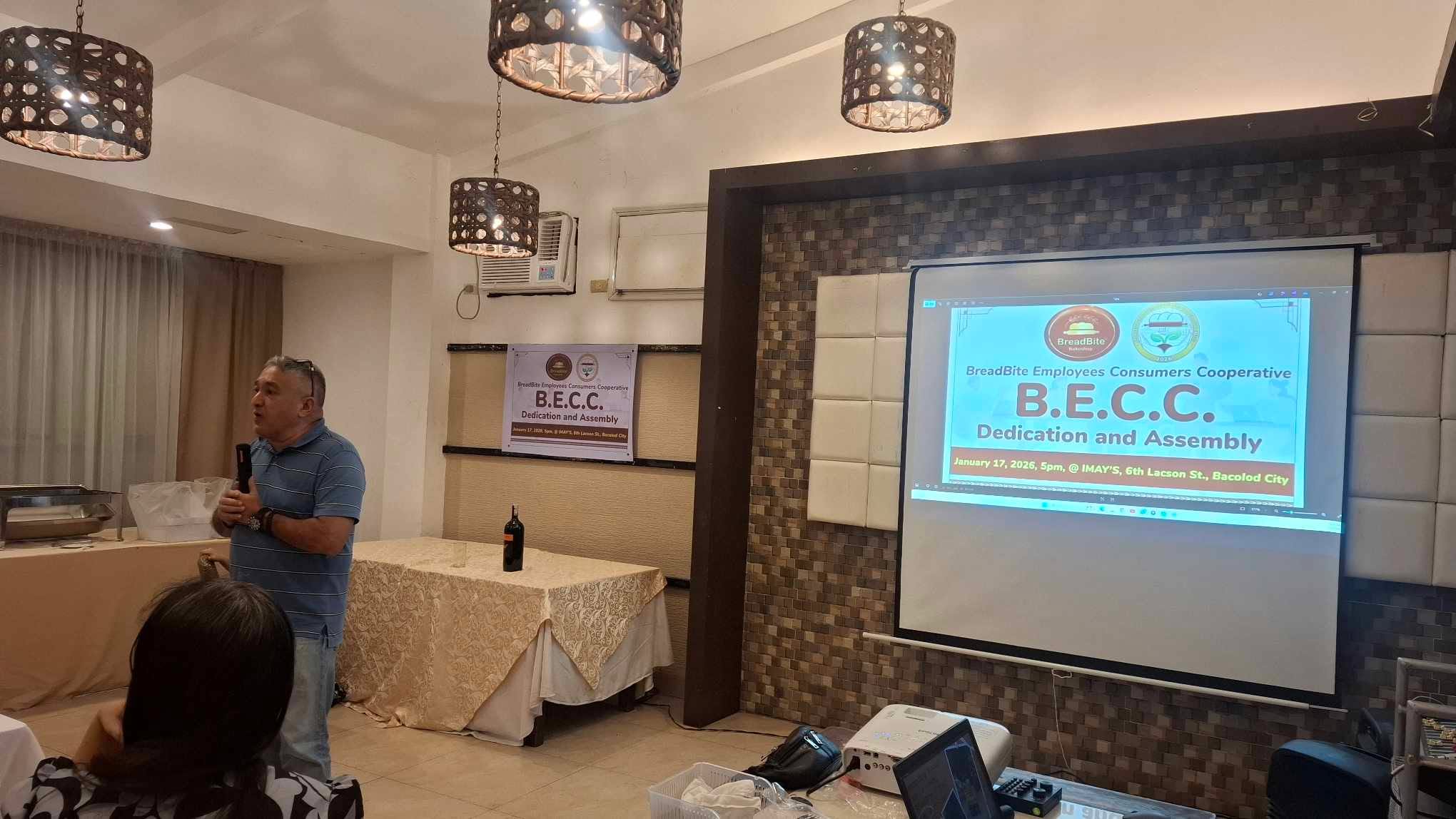 Founder Marcelo Ochia addressing the BECC dedication and assembly